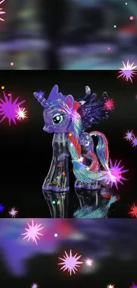 This phone live wallpaper depicts a majestic pony with stars in the background