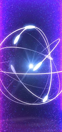 This phone live wallpaper features a colorful circular hologram on a purple background