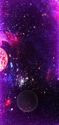 This live wallpaper features a breathtaking digital rendering of a space scene with planets, stars, and a cosmic cataclysm