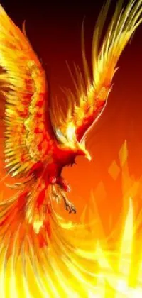 This dynamic phone live wallpaper displays a stunning bird in flight with a magnificent fire and flames mane, sourced from the high-quality image database Pixabay