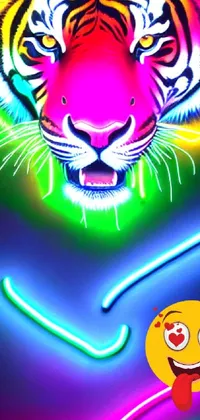 Experience a burst of color with this bright and vivacious neon tiger live wallpaper