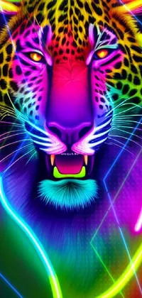 Make your iPhone stand out with this gorgeous neon tiger phone live wallpaper