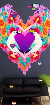 Looking for a charming and whimsical phone wallpaper? Look no further than this heart-shaped sticker inspired by vector art