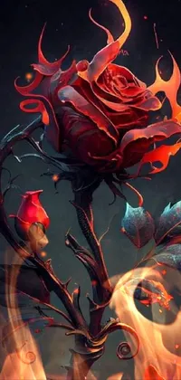 Looking for a stunning phone live wallpaper for your device? Check out this beautiful gothic art design featuring a vibrant red rose sitting on top of a long stem