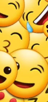 Looking for a cheerful phone live wallpaper for your iPhone? Look no further than this lively and colorful bunch of yellow emoticons! Each emoticon features a unique facial expression that conveys different emotions like happiness, love, sadness, or mischief