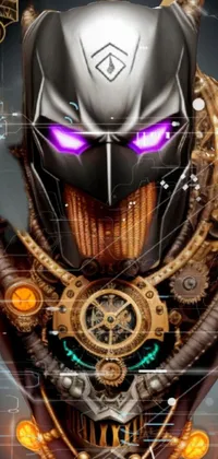 This phone live wallpaper showcases a cyberpunk art design featuring a detailed mask on a black background