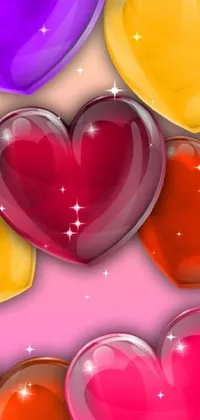 This stunning live wallpaper features a collection of lively hearts in a range of irresistible colors