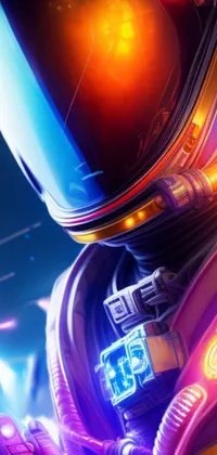 This stunning space-inspired phone live wallpaper features a close up of a person in a space suit
