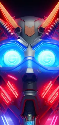 Looking for an electrifying wallpaper for your phone? Check out this close-up of a mask featuring pulsating red and blue lights