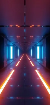 If you're into impressive phone live wallpapers, don't miss this one! The wallpaper features a dark tunnel shining bright with red and blue lights, designed to enhance the surreal and futuristic vibe