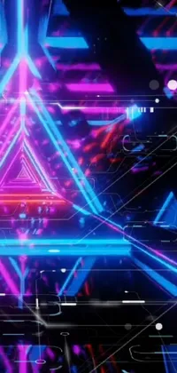 Get immersed in a neon-filled room with this futuristic phone live wallpaper