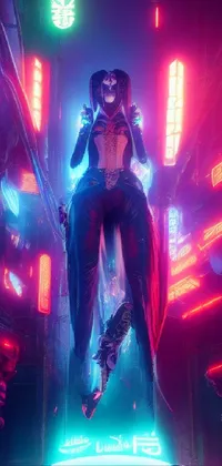 Cyberpunk Girl with Pink Hoodie Live Wallpaper - download