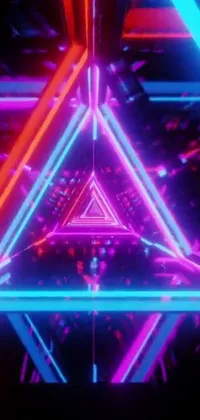 Looking for a visually striking live wallpaper to jazz up your phone? Look no further than this cyberpunk-inspired neon triangle wallpaper