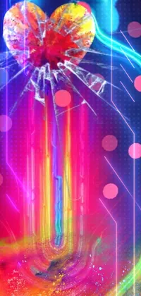 This phone live wallpaper features two lollipops with intricate details and shading that pop out of the screen, a body covered in neon crystals that emit unique light, an explosion that adds energy and excitement, and the numbers 2021 in a bold, eye-catching font