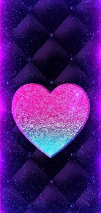 Looking for a stunning and unique live wallpaper for your phone? Check out this awesome design featuring a pink and blue heart on a black background, with a glitter effect that adds glamour and shine