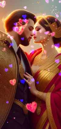 Experience a romantic moment with our stunning 8k live wallpaper featuring a couple sharing a loving kiss