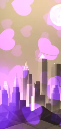 Cityscape with Full Moon live wallpaper offers a mesmerizing combination of low poly rendering, golden cityscape and a large full moon in the sky