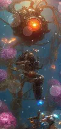 Immerse yourself in a surreal underwater world with this stunning live wallpaper for your phone