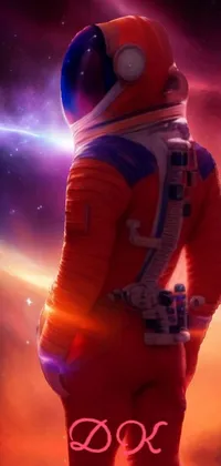 This phone live wallpaper features a stunning close-up of an astronaut in a space suit