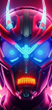 Turn your phone into a futuristic wonderland with this live wallpaper! Featuring a close-up of a helmet adorned with glowing neon accents, inspired by classic mecha anime, this wallpaper is a nod to iconic character design