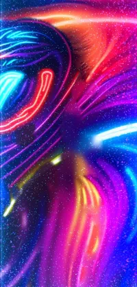This stunning live phone wallpaper showcases a breathtaking neon lion in intricately rendered digital art