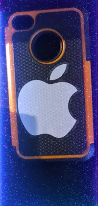 This live wallpaper features a close-up of a cell phone with an apple logo on it