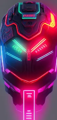 Looking for a stunning live wallpaper for your phone? Check out this trendy design featuring a neon-lit helmet up close, with a sleek outrun-inspired vibe