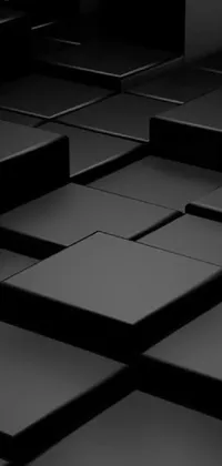 This black and white live wallpaper by Toei Animations features a striking design of nested squares on a black background