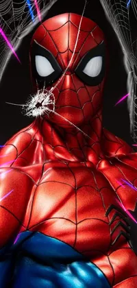 Get a high-quality live wallpaper for your phone that features a detailed statue of Spider-Man