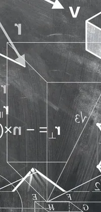 Looking for a scholarly and scientific themed live wallpaper? This digital rendering features a blackboard with diagrams, math equations, and triangles in various colors