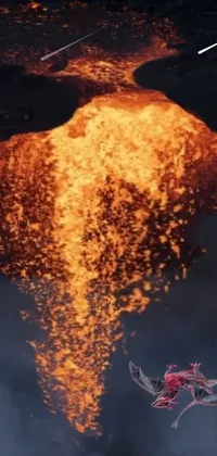 This phone live wallpaper features a mesmerizing close-up view of intense flames spewing out of the ground