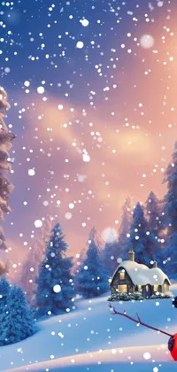 This snowman live wallpaper features a cute snowy figure against a winter landscape