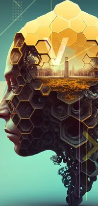 This phone live wallpaper features a stunning close-up of a stylized silhouette, with intricate honeycomb patterns covering the head for an enchanting effect