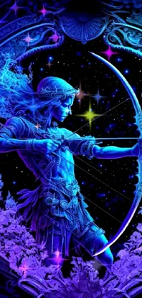 Looking for a dynamic and powerful live wallpaper for your phone? Look no further than this exquisite image of a woman wielding a bow and arrow