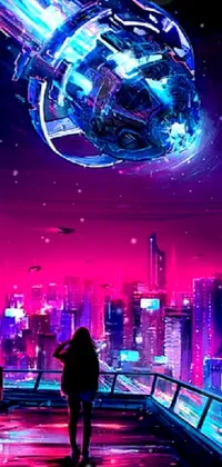 Futuristic City Man with Gun - Cyberpunk Live Wallpaper - free download