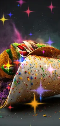 Get ready for a feast for the eyes with this live wallpaper featuring a delectable taco covered in colorful sprinkles and powdered goodness