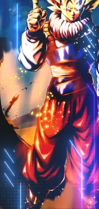 This live wallpaper depicts a digital painting of a popular anime character, the young Goku from the Dragon Ball series