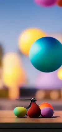This is a stunning live wallpaper for your phone that features a colorful image of a ballon cluster