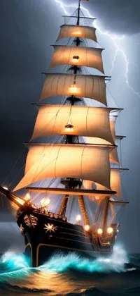 Lightning Boat Sky Live Wallpaper