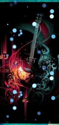 This live wallpaper boasts an intricate close-up of a guitar set against a black backdrop, perfect for music aficionados