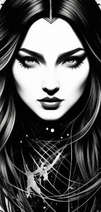 Step into the world of gothic art with this striking black and white live wallpaper
