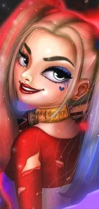 &quot;Get a fun and quirky live wallpaper for your phone with a blonde woman sporting a mischievous grin and a jester outfit