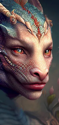 This captivating phone live wallpaper features an ultra-realistic 3D illustration of a mythical humanoid creature with a menacing dragon head