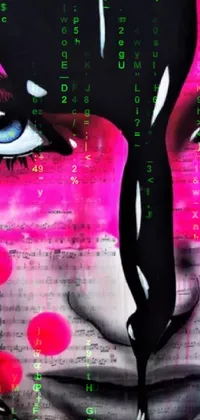 This live wallpaper boasts a vibrant and visually stimulating pop art depiction of a woman's face