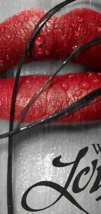 This phone live wallpaper showcases a striking red lipstick that's slightly off-center, with the phrase "with love" in bold font, lending a romantic feel