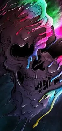 Looking for a striking and unique live wallpaper for your mobile device? Check out this colorful skull design! With its airbrush painted style in bold shades of blue, purple, green and pink, it's a visually stunning piece that's sure to turn heads