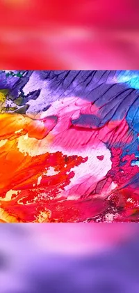 This mobile wallpaper is a close-up of a stunning, colorful painting on paper