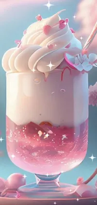 This live wallpaper showcases a mouth-watering dessert in a glass