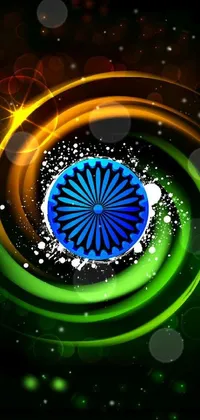 This circular phone live wallpaper features the colors of the Indian flag through vector art