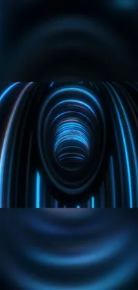 This live wallpaper showcases a dark tunnel with mesmerizing blue and purple lights